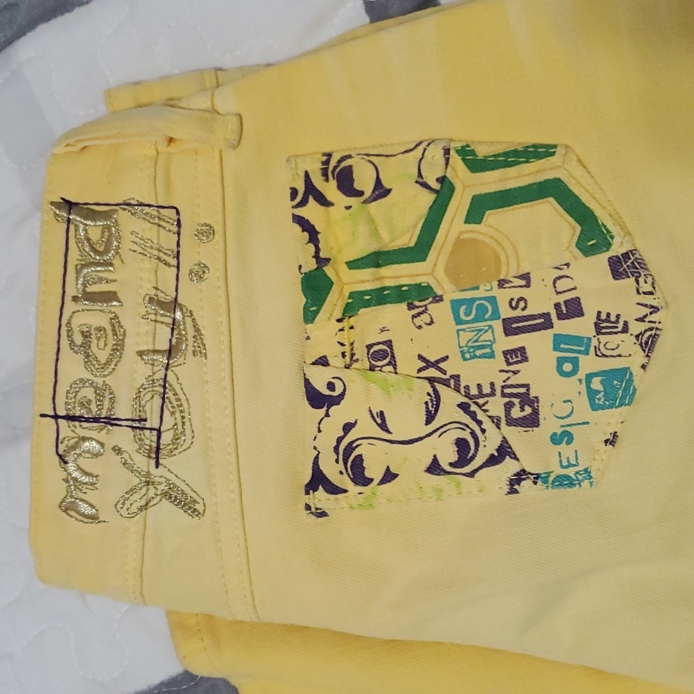 DESIGUAL, SIZE 38, YELLOW JEAN PANTS